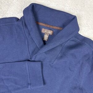 Tasso Elba‎ Mens Large Navy Blue Shawl Pullover Sweatshirt Long Sleeve Casual